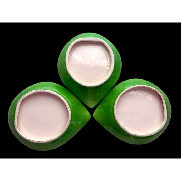 Set of 3 Atomic Era Mid Century Modern Green & White Stackable Ashtrays 6” - Picture 3 of 7